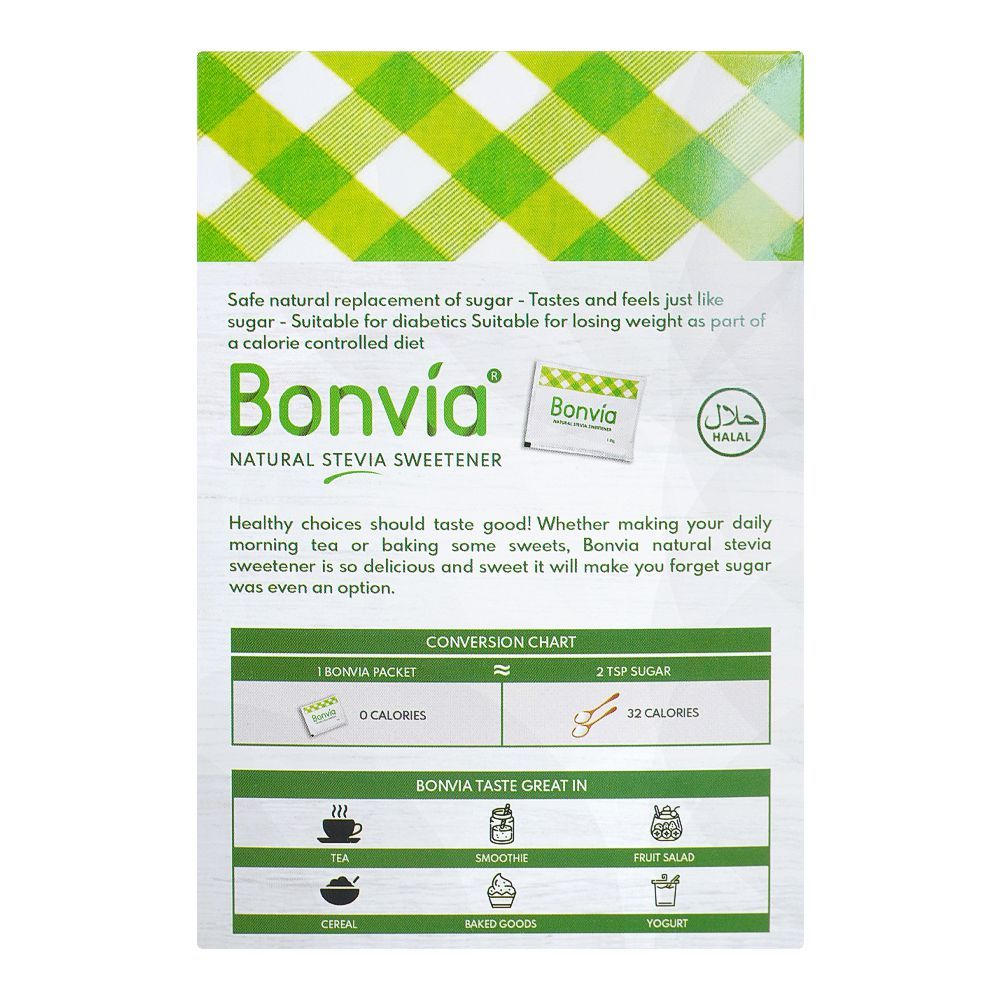 Bonvia Stevia Zero Calorie Natural Sweetener Sachet, 100-Pack - Image 2