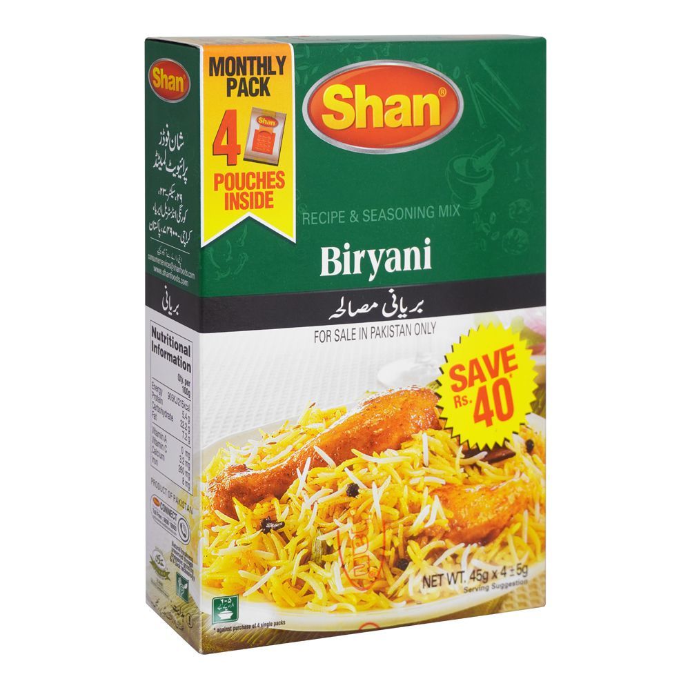 Shan Biryani Recipe Masala, 45g x 4 - Main Image