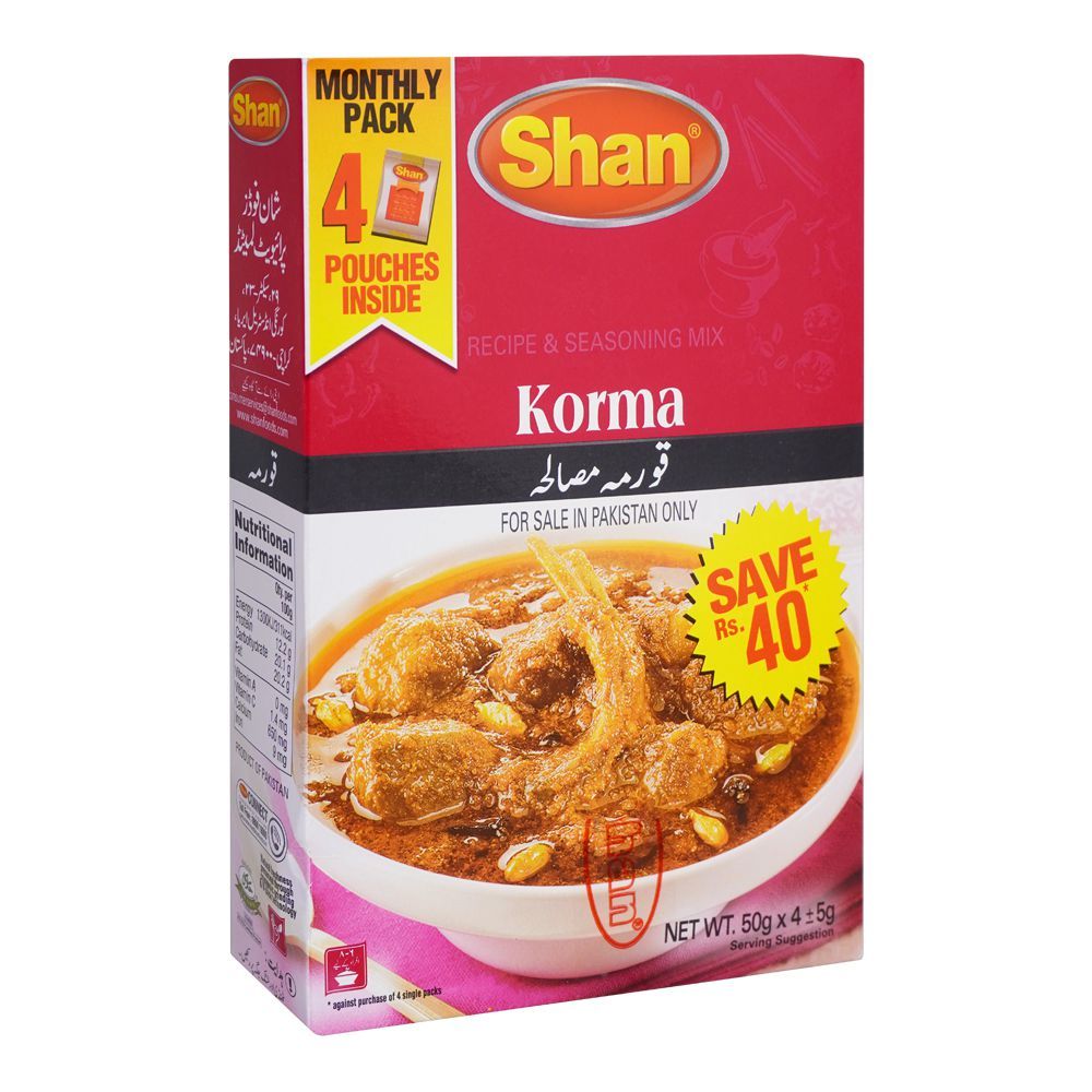 Shan Korma Recipe Masala, 50g x 4 - Main Image