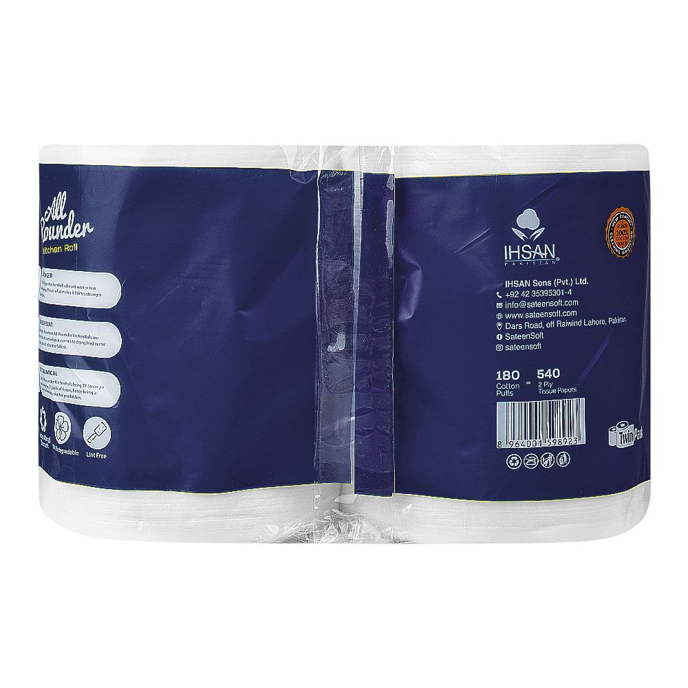 Sateen Soft All Rounder, Twin Kitchen Roll, Small, 2-Pack - Image 2