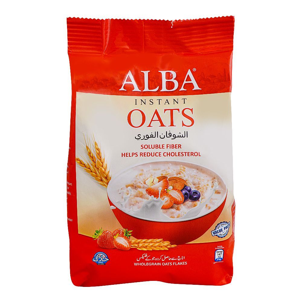 Alba Instant Wholegrain Oats Flakes Pouch, Soluble Fiber, Reduce Cholesterol, 450g - Main Image