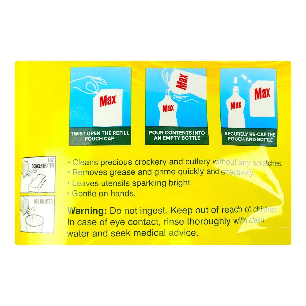 Max Lemon Dish Wash Liquid Pouch, 750ml - Image 3