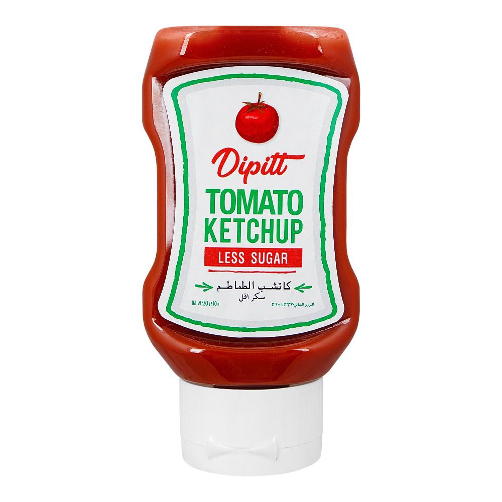 Dipitt Tomato Ketchup Less Sugar Bottle, 320g - Main Image