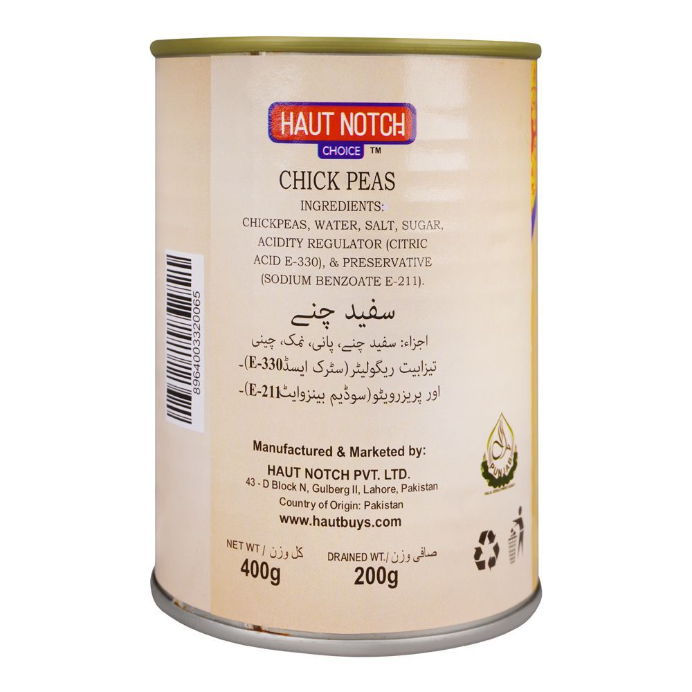 Haut Notch Ready To Eat Chick Peas Tin, 400g - Image 2