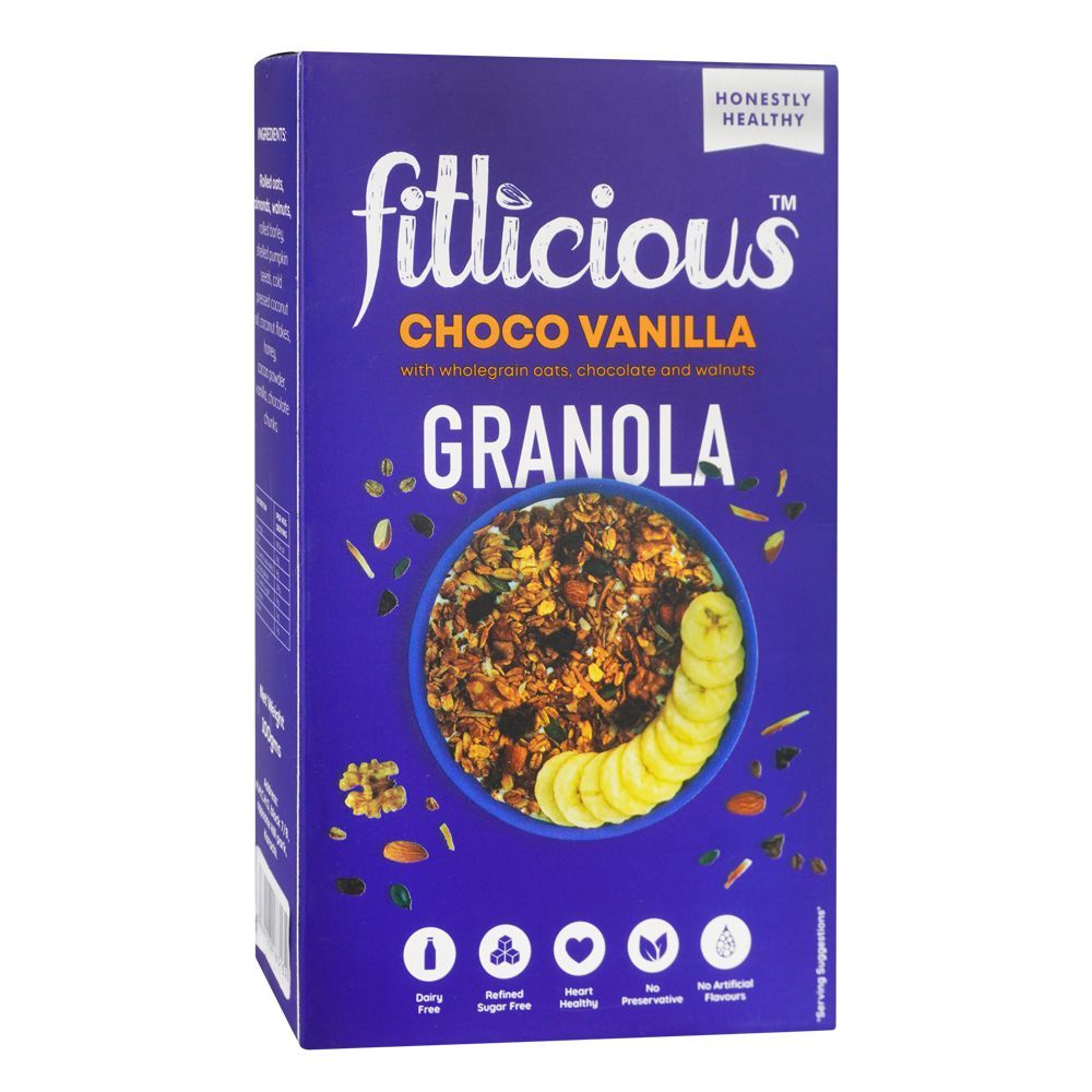 Fitlicious Choco Vanilla Granola Cereal, 100g - Main Image