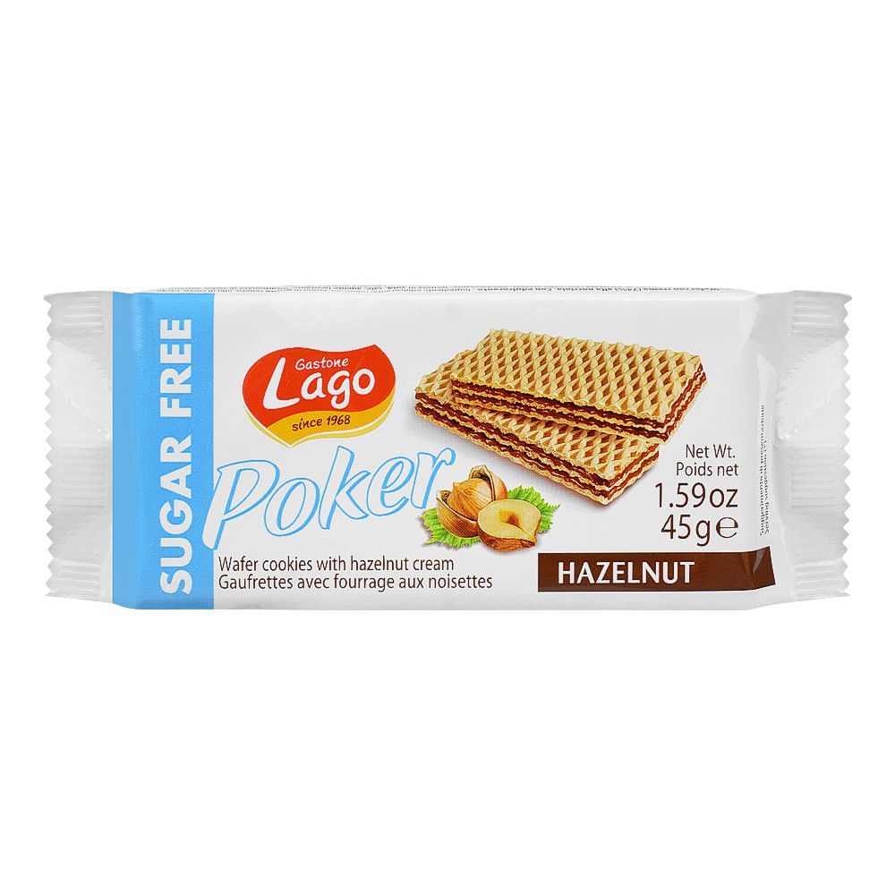 Lago Poker Hazelnut Cream Sugar Free Wafers, 45g - Main Image