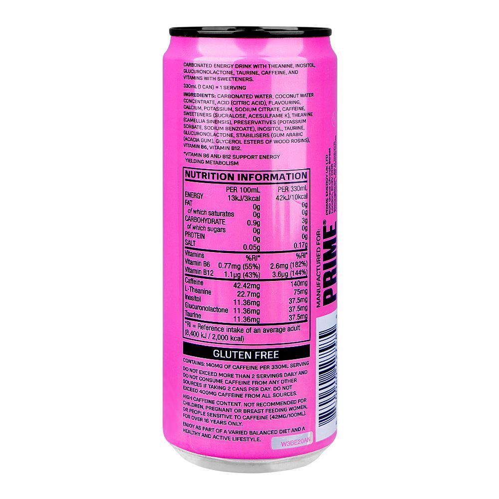 Prime Strawberry Watermelon Energy Drink, 330ml Can - Image 2