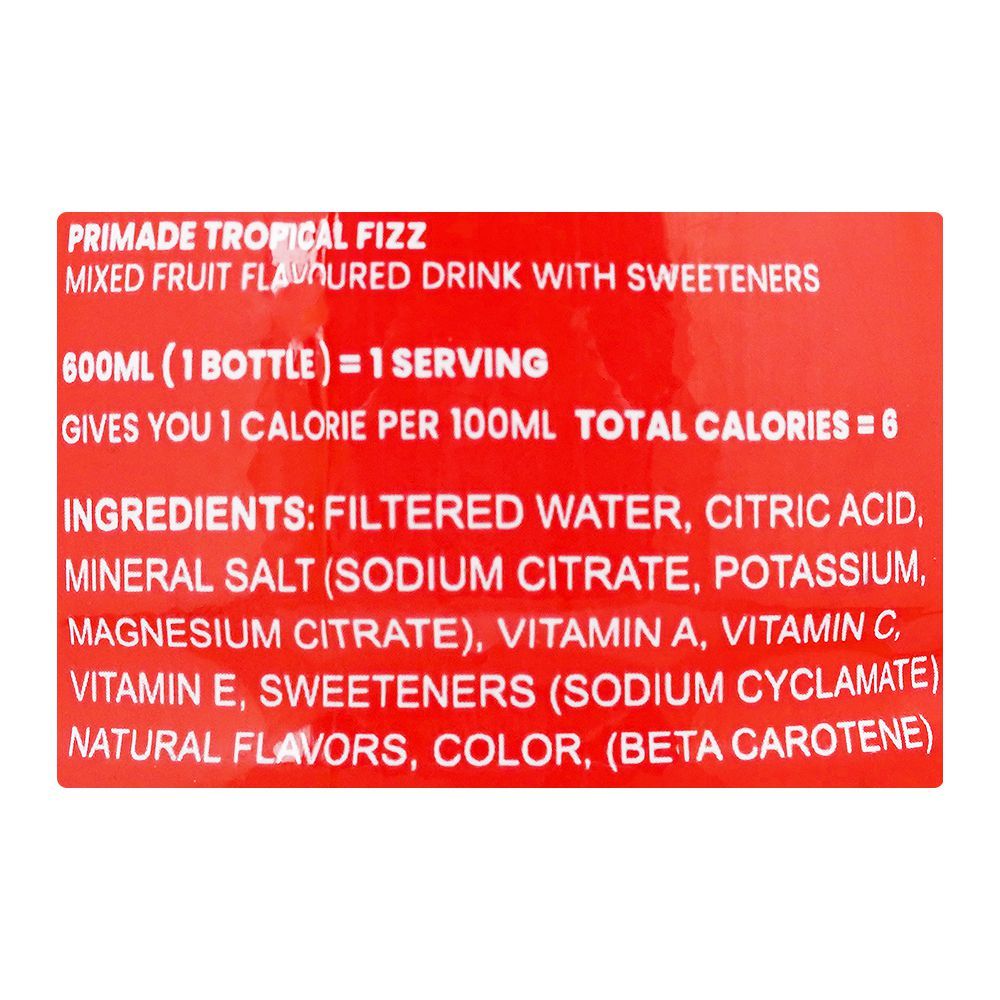 Primade Tropical Fizz Sports Drink, 600ml - Image 3