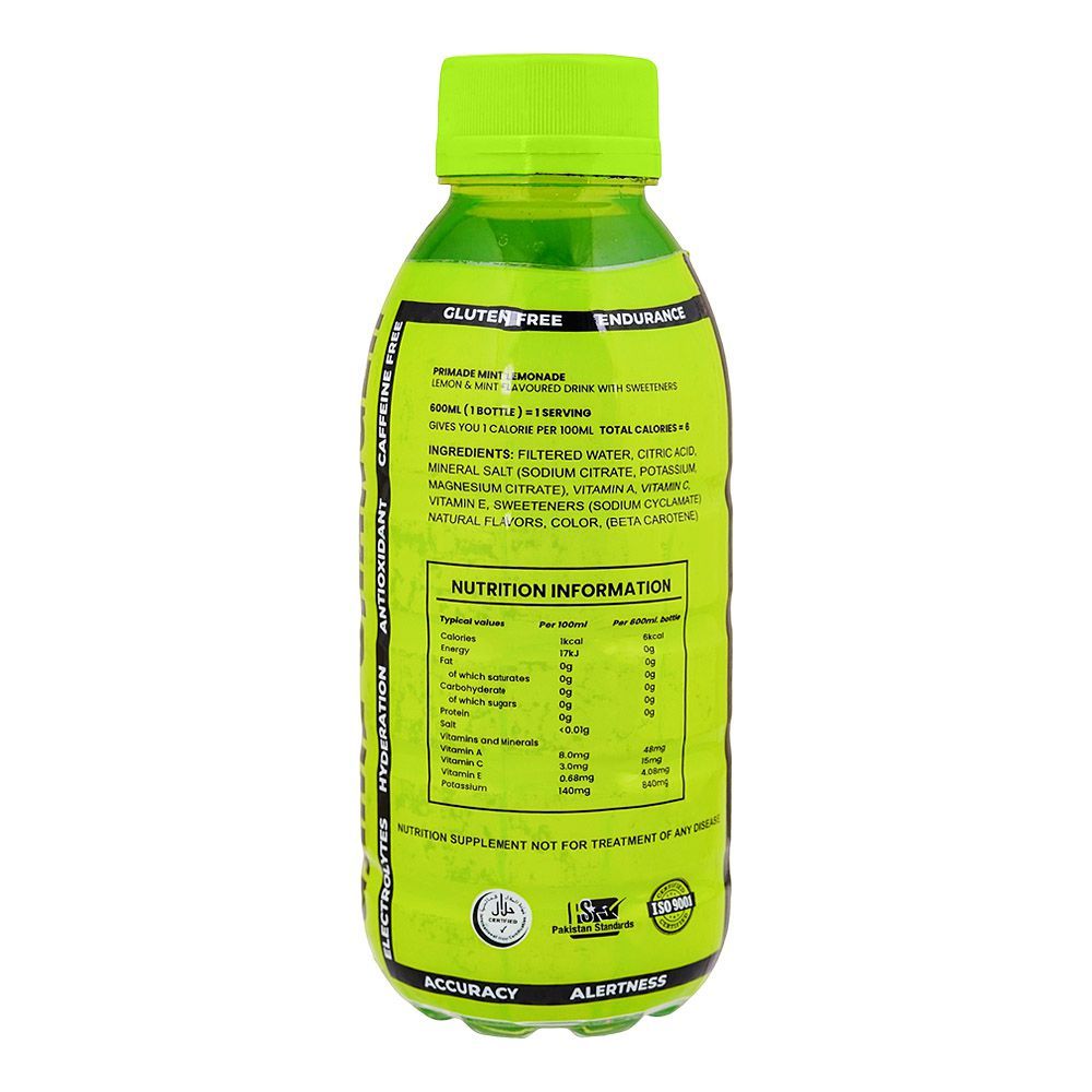 Primade Mint Lemonade Sports Drink, 600ml - Image 2