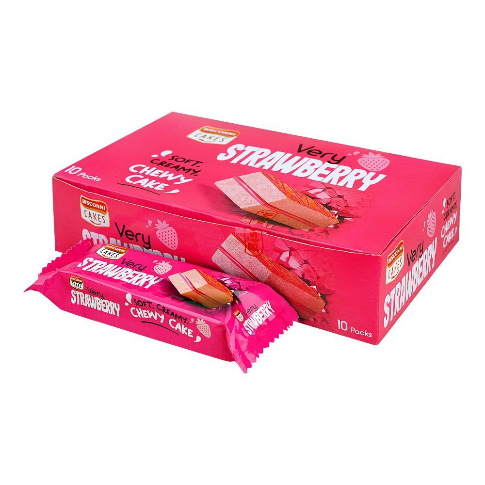 Bisconni Very Strawberry Chewy Cake, 25g Each, 10-Pack - Main Image