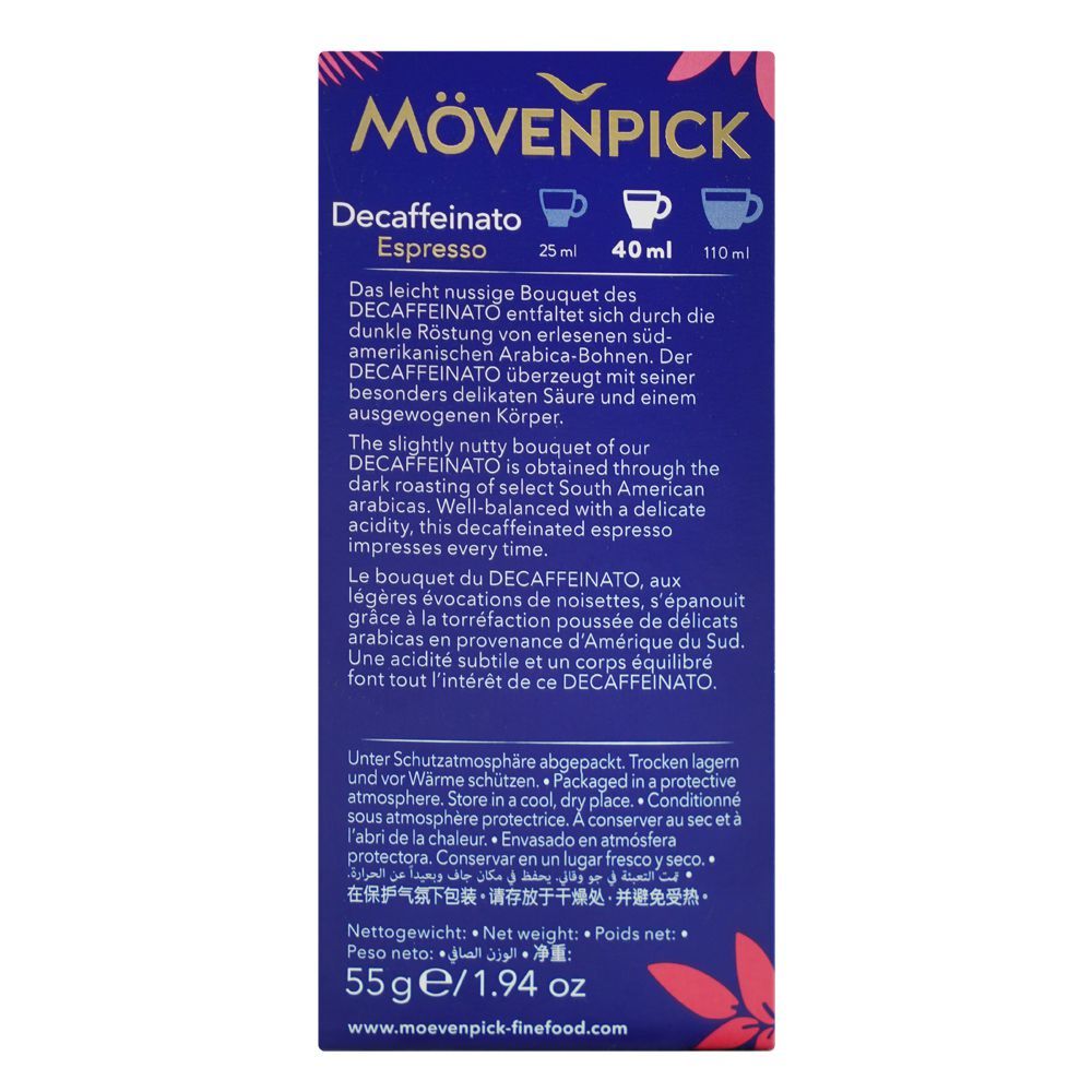 Movenpick Decaffeinato Espresso Coffee Pods, 10-Pods, 55g - Image 2