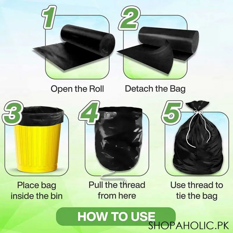 15/22/35 pcs black garbage bag roll image5