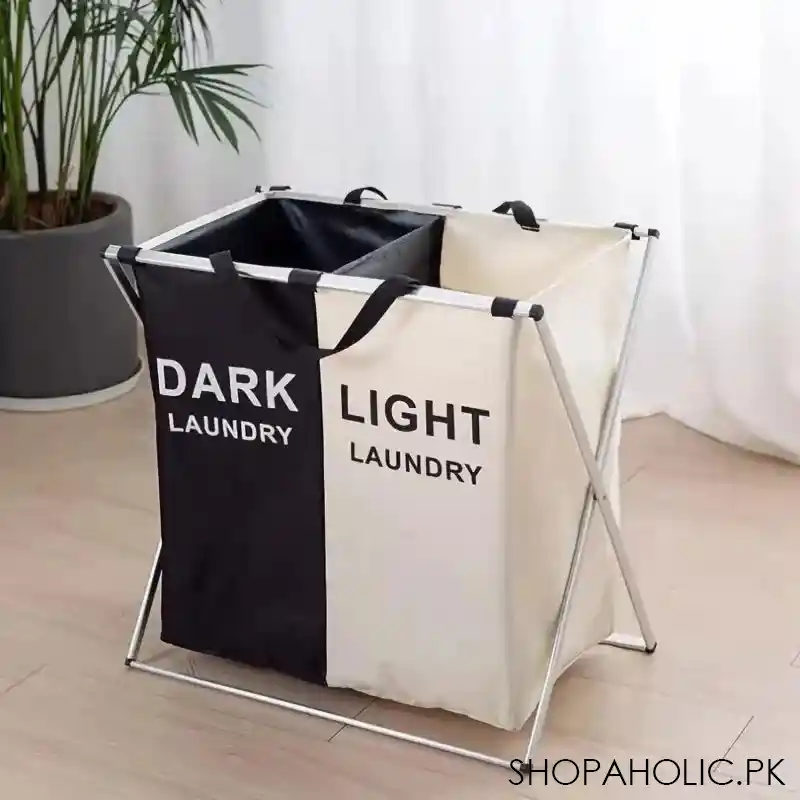 2 grid foldable laundry basket with stand image5