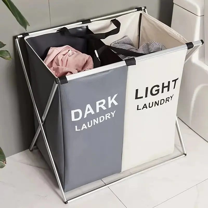 2 grid foldable laundry basket with stand main image