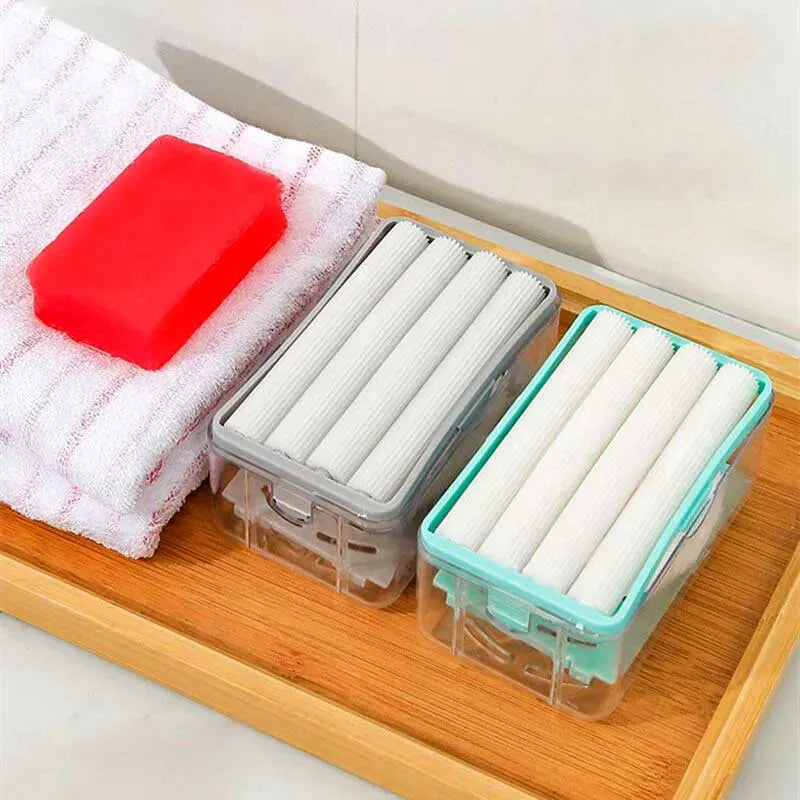 2 in 1 foaming soap container with soft rubber roller and soap holder image4