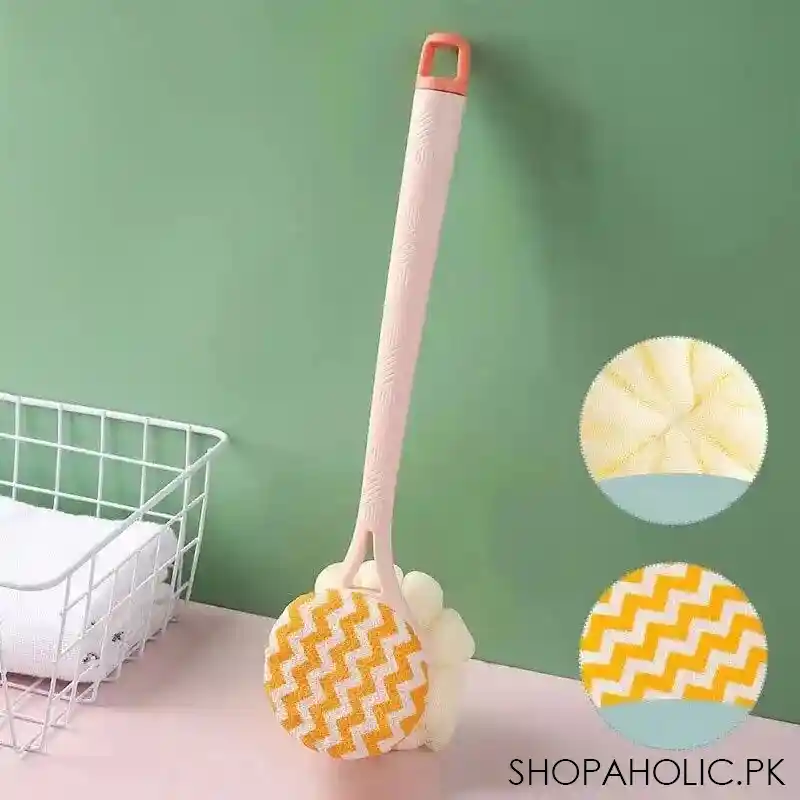 2 in 1 long handle bath body scrubbing brush image2