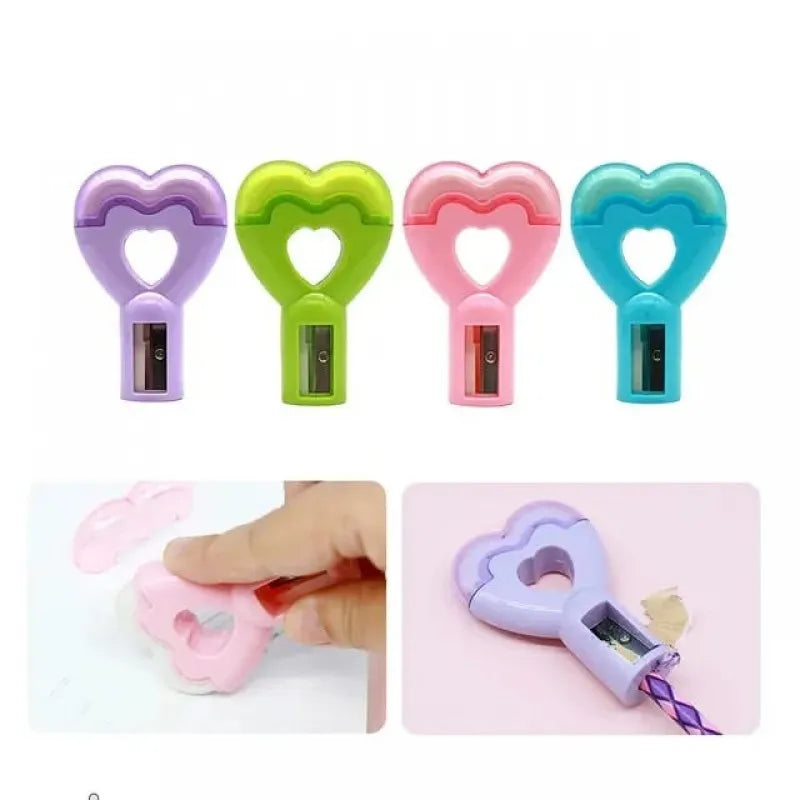 2 in 1 lovely heart shape sharpener with eraser image5