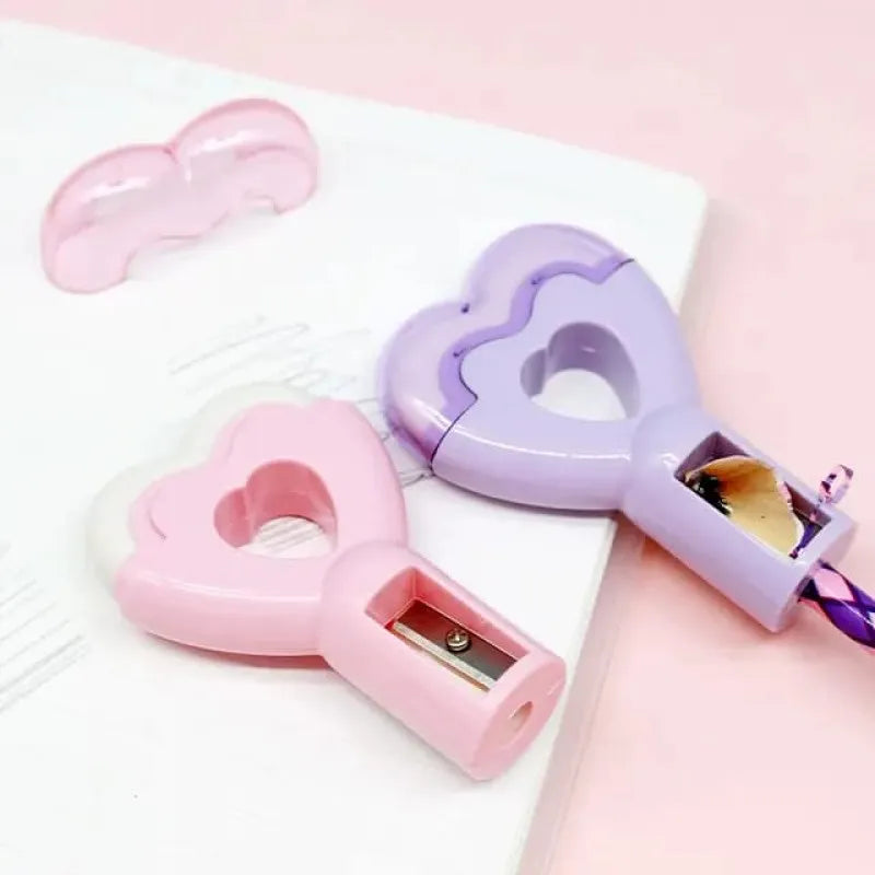 2 in 1 lovely heart shape sharpener with eraser main image