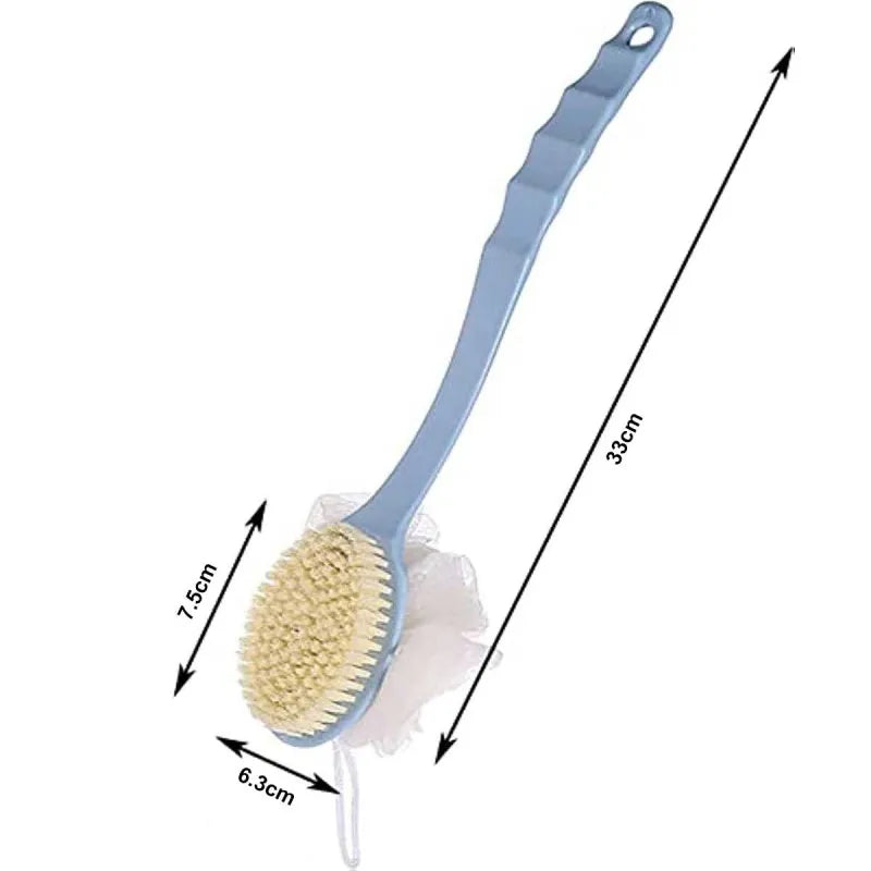 2 in 1 ultra soft bristle back body bath brush scrubber long handle with loofah image4