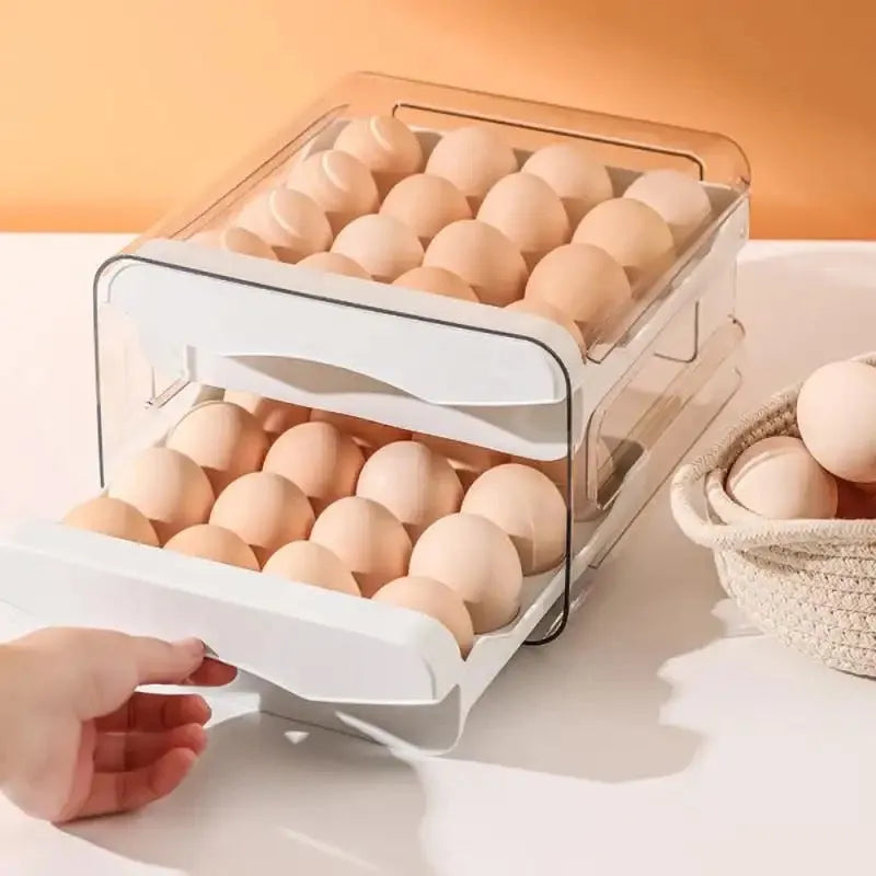 2 layer pull out transparent egg storage box image2