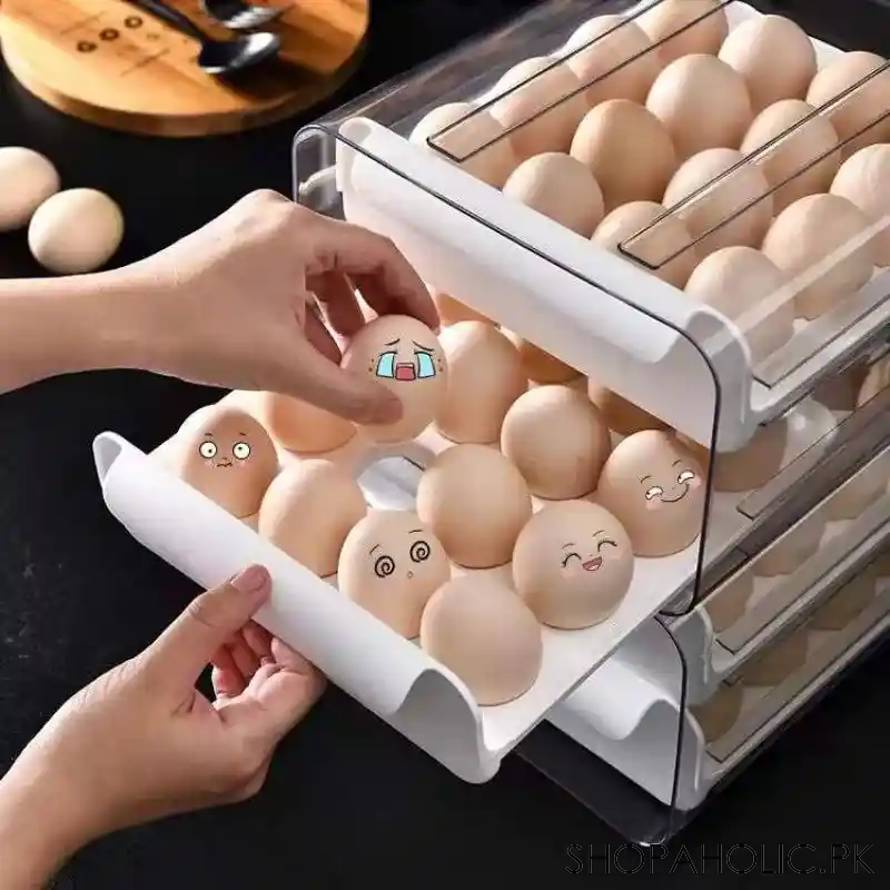 2 layer pull out transparent egg storage box image3