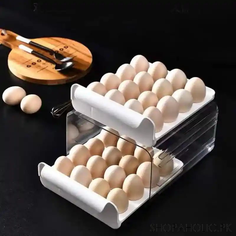 2 layer pull out transparent egg storage box image4