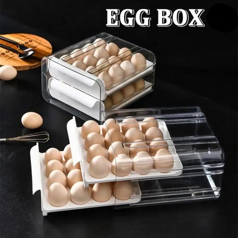 2 layer pull out transparent egg storage box main image