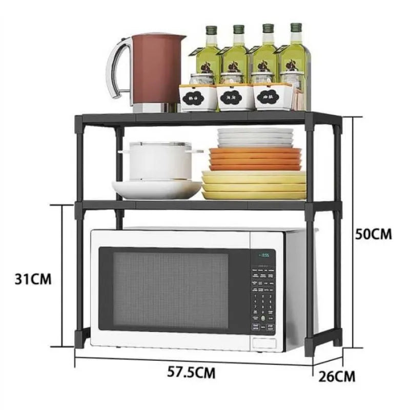 2 tier over microwave oven storage rack image2