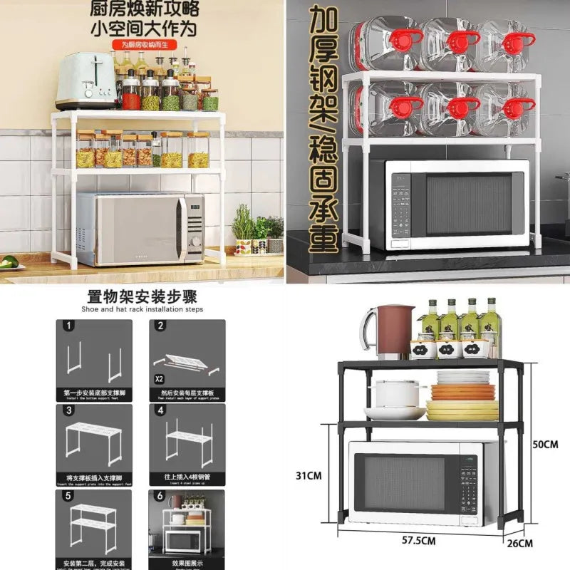 2 tier over microwave oven storage rack image3