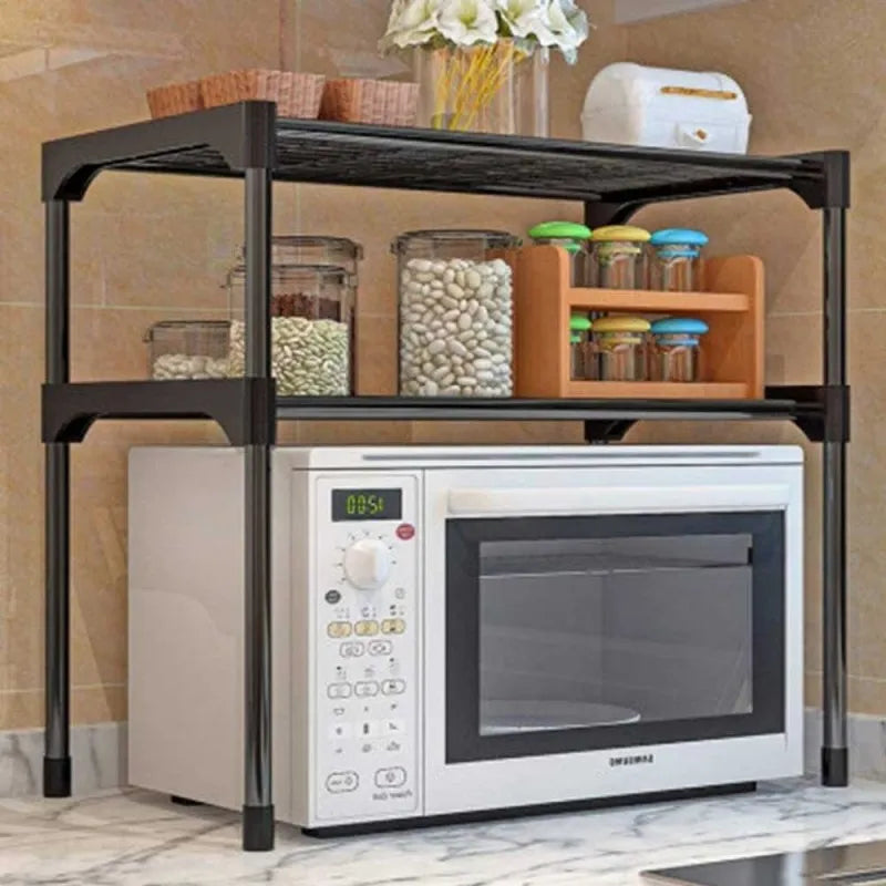 2 tier over microwave oven storage rack main image