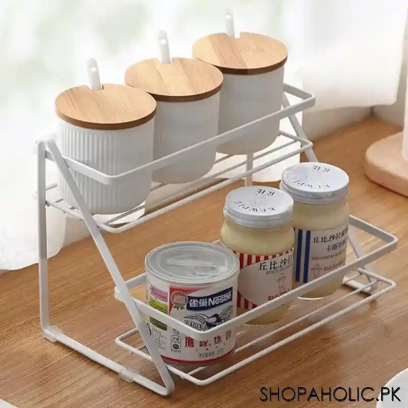 2 tier spice rack shelf kitchen (black) image3