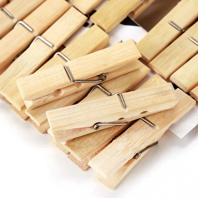 20 bamboo pegs wooden clothes clips image2