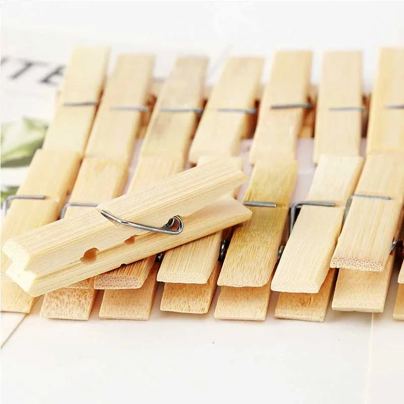 20 bamboo pegs wooden clothes clips image3