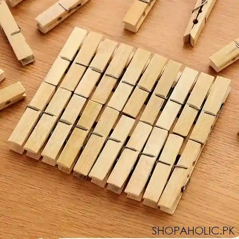 20 bamboo pegs wooden clothes clips main image