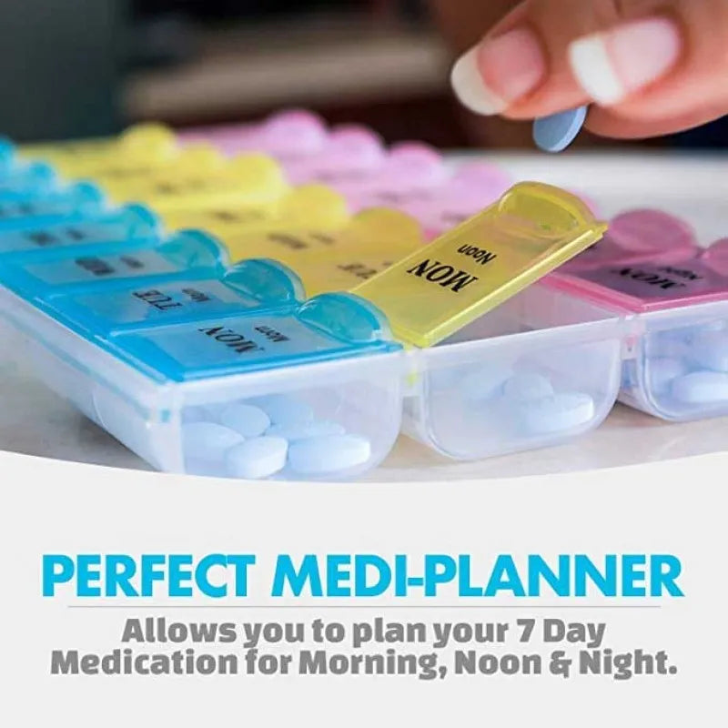 21 compartments pill organizer can be used 21 days or 3 times a day medication reminder boxes image2