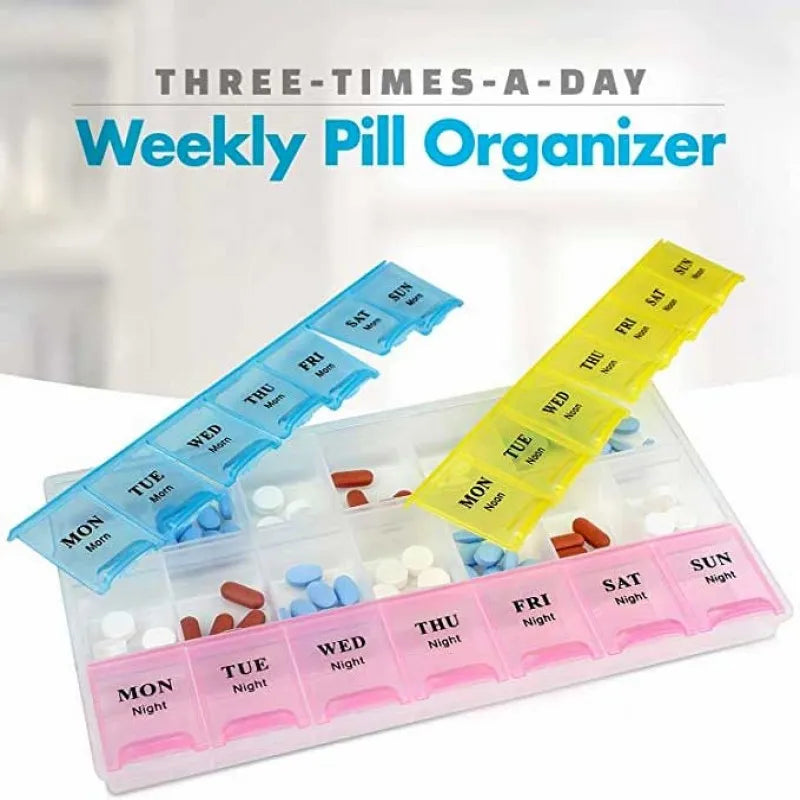 21 compartments pill organizer can be used 21 days or 3 times a day medication reminder boxes image4