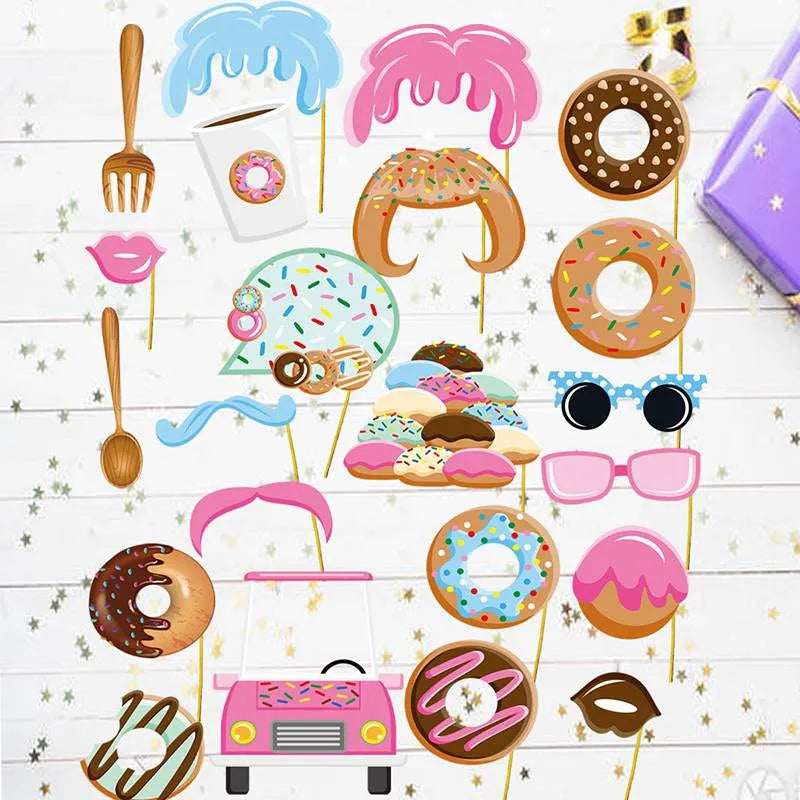 22 pcs donut birthday props main image