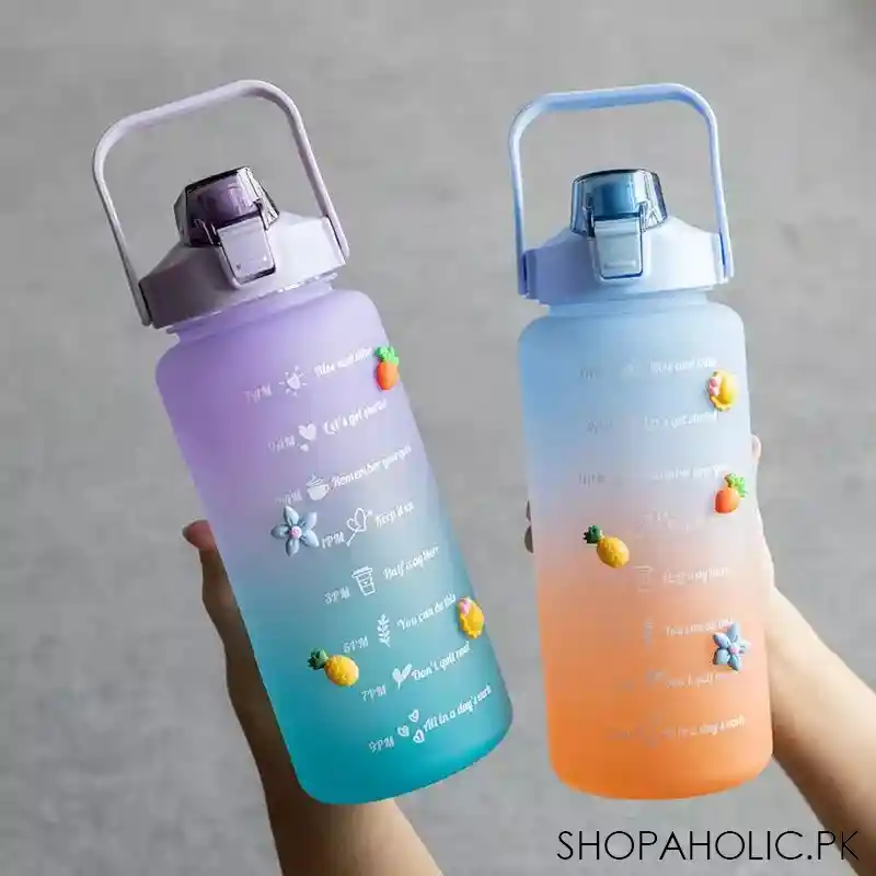 2l large capacity water bottle straw cup image2