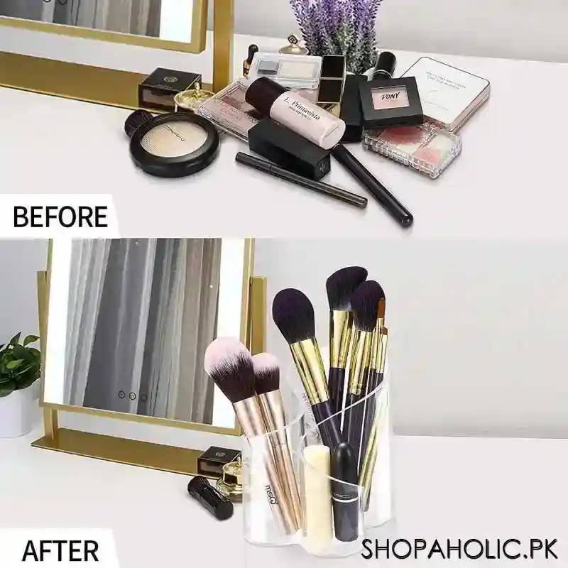 3 compartment acrylic cosmetic brush holder image2