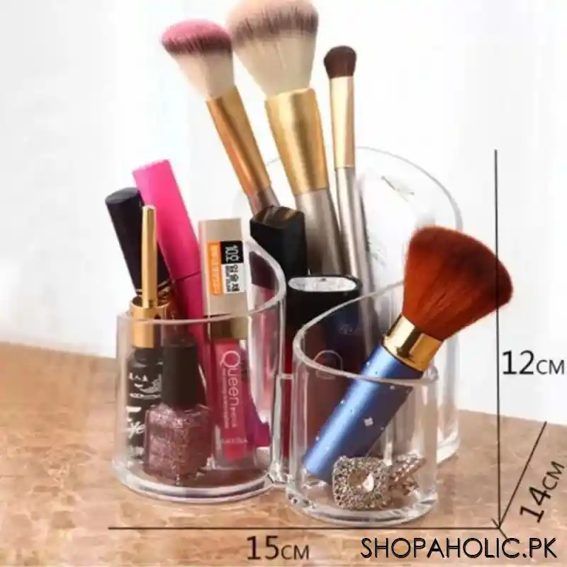 3 compartment acrylic cosmetic brush holder image3