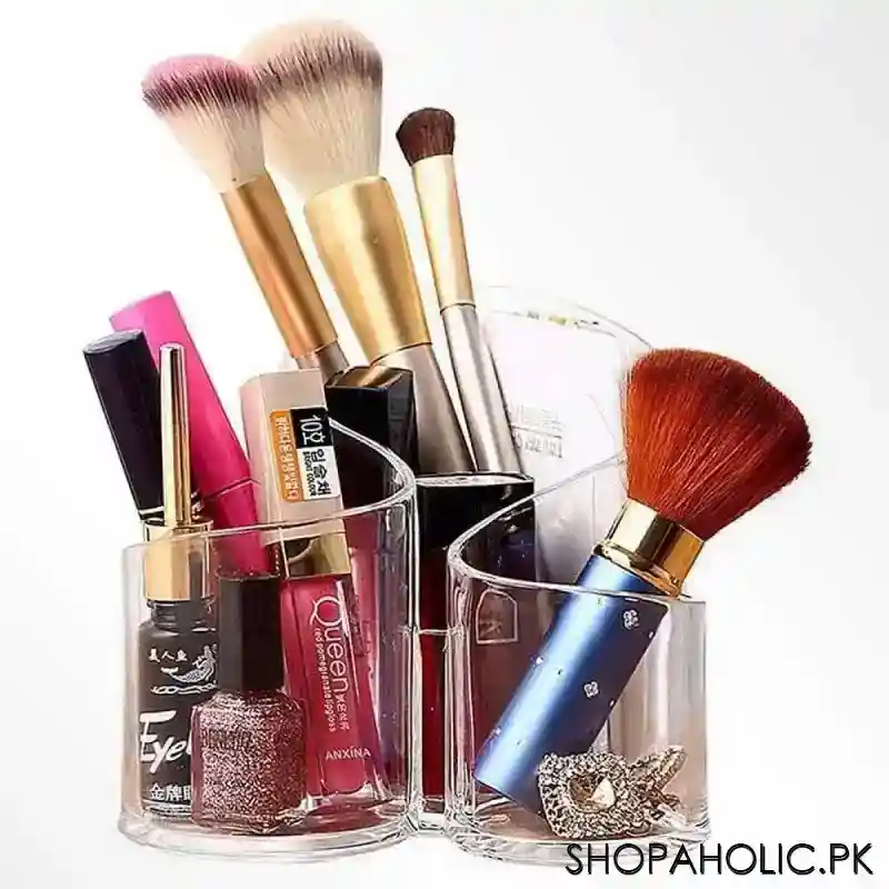 3 compartment acrylic cosmetic brush holder main image