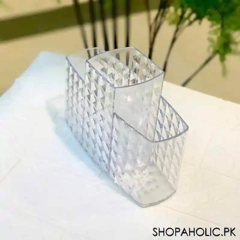 3 compartments acrylic diamond cut cosmetic organizer image2