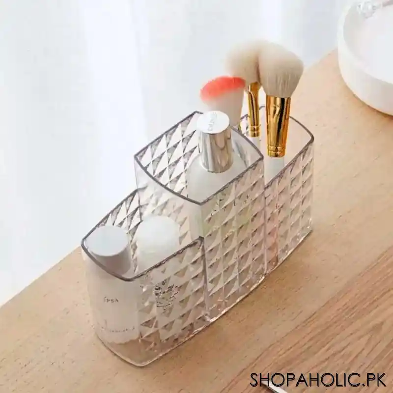 3 compartments acrylic diamond cut cosmetic organizer image6