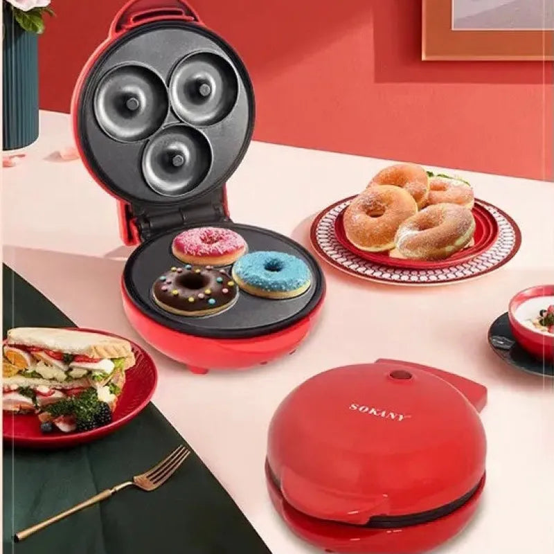 3 hole non stick electric donut machine image2