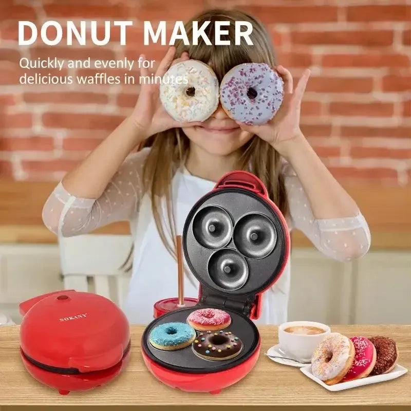 3 hole non stick electric donut machine main image