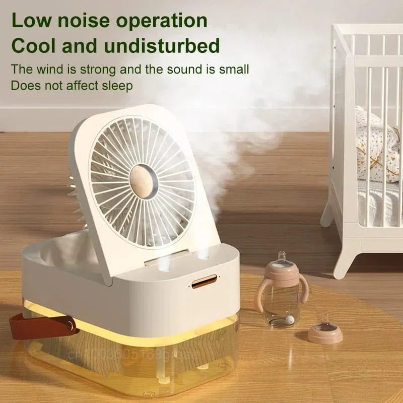 3 in 1 portable dual spray humidifier mini cooling fan with night light image2