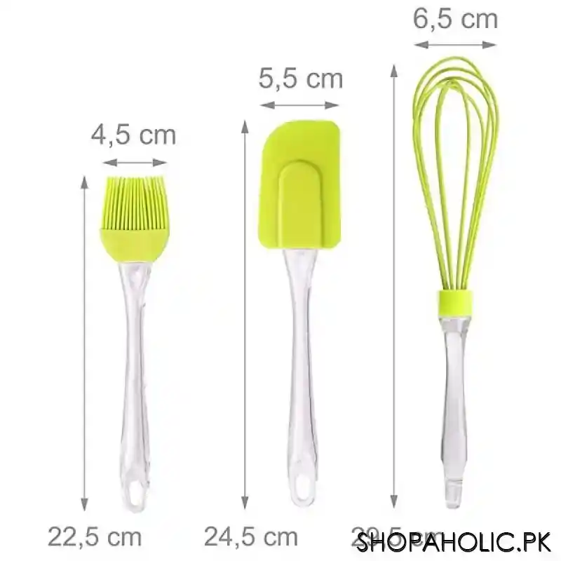 3 in 1 silicone basting brush dough spatula and whisk (random colour) image2