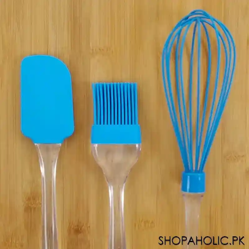 3 in 1 silicone basting brush dough spatula and whisk (random colour) image5