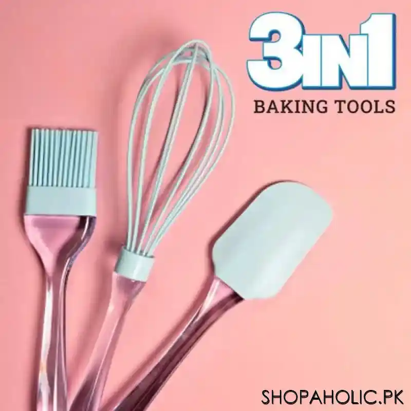 3 in 1 silicone basting brush dough spatula and whisk (random colour) main image