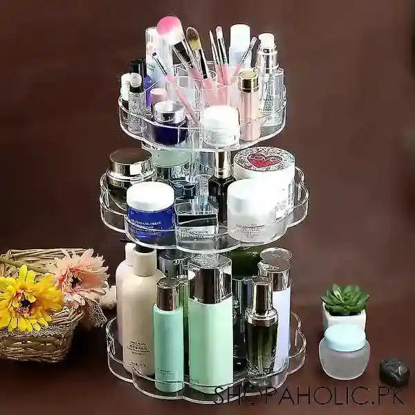 3 layer acrylic blossom makeup organizer main image